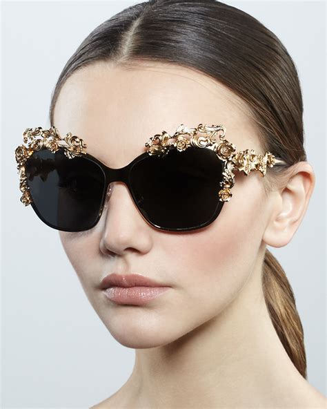 dolce gabbana gold baroque flower square sunglasses|dolce and gabbana vintage sunglasses.